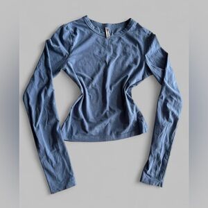 Elegant Blue Long Sleeve Women's Top